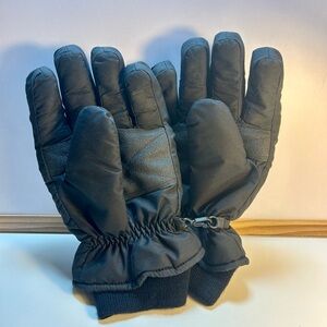✅Black Insulated Winter Gloves with Elastic Wrist, Size L
